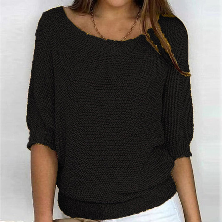 Ella | Dame Strikket Pullover Sweater Med Flagermusærmer Og Rund Hals