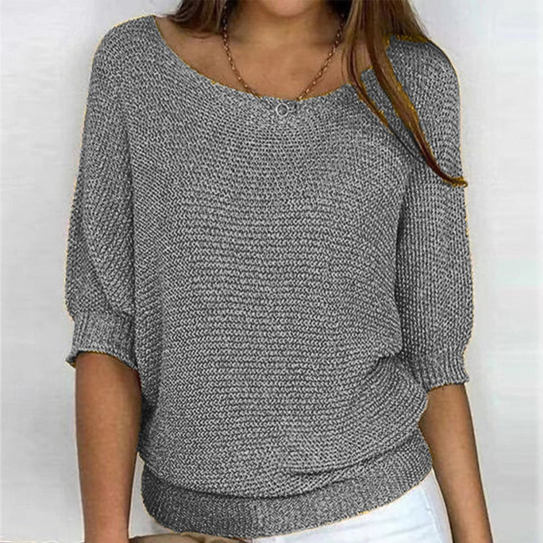 Ella | Dame Strikket Pullover Sweater Med Flagermusærmer Og Rund Hals