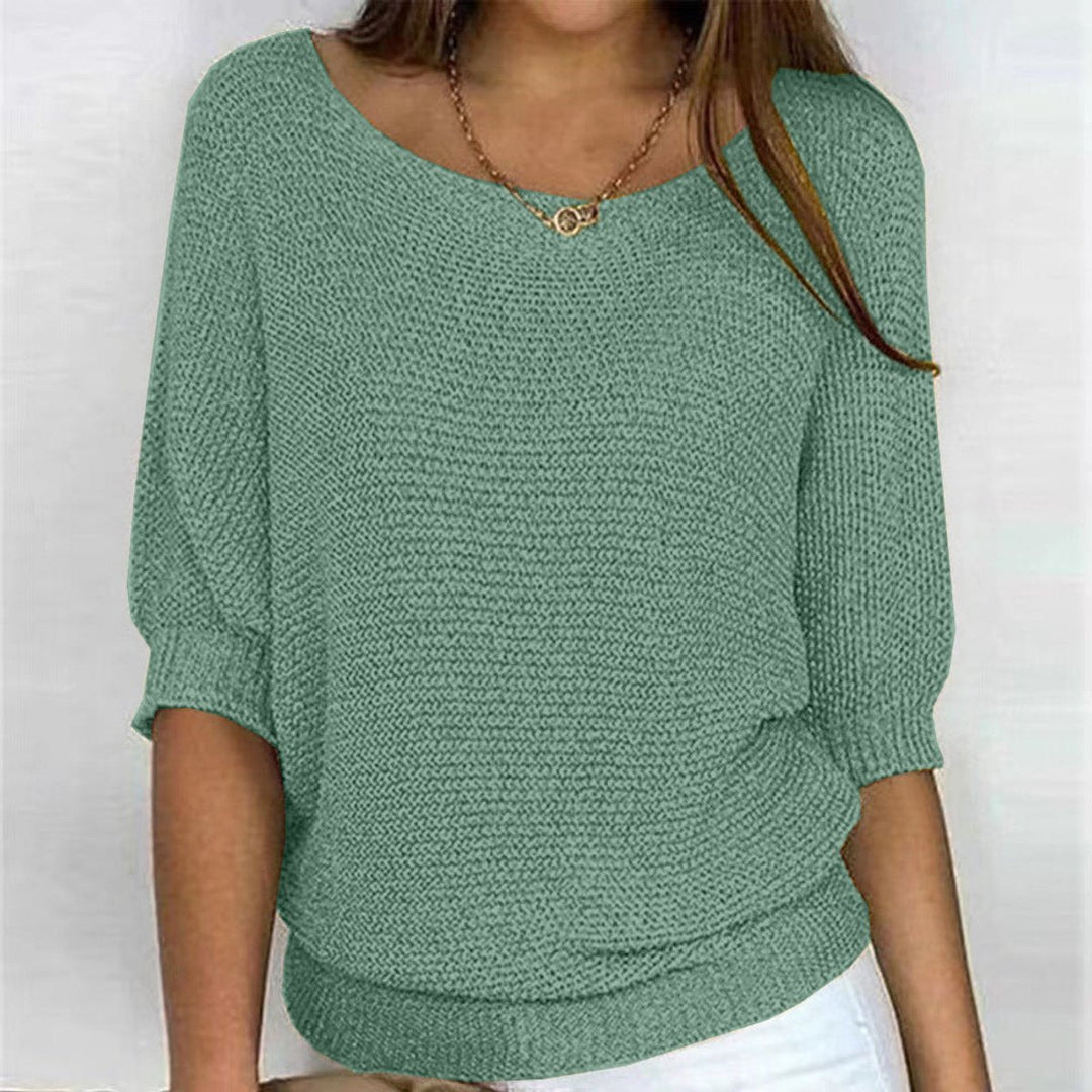 Ella | Dame Strikket Pullover Sweater Med Flagermusærmer Og Rund Hals