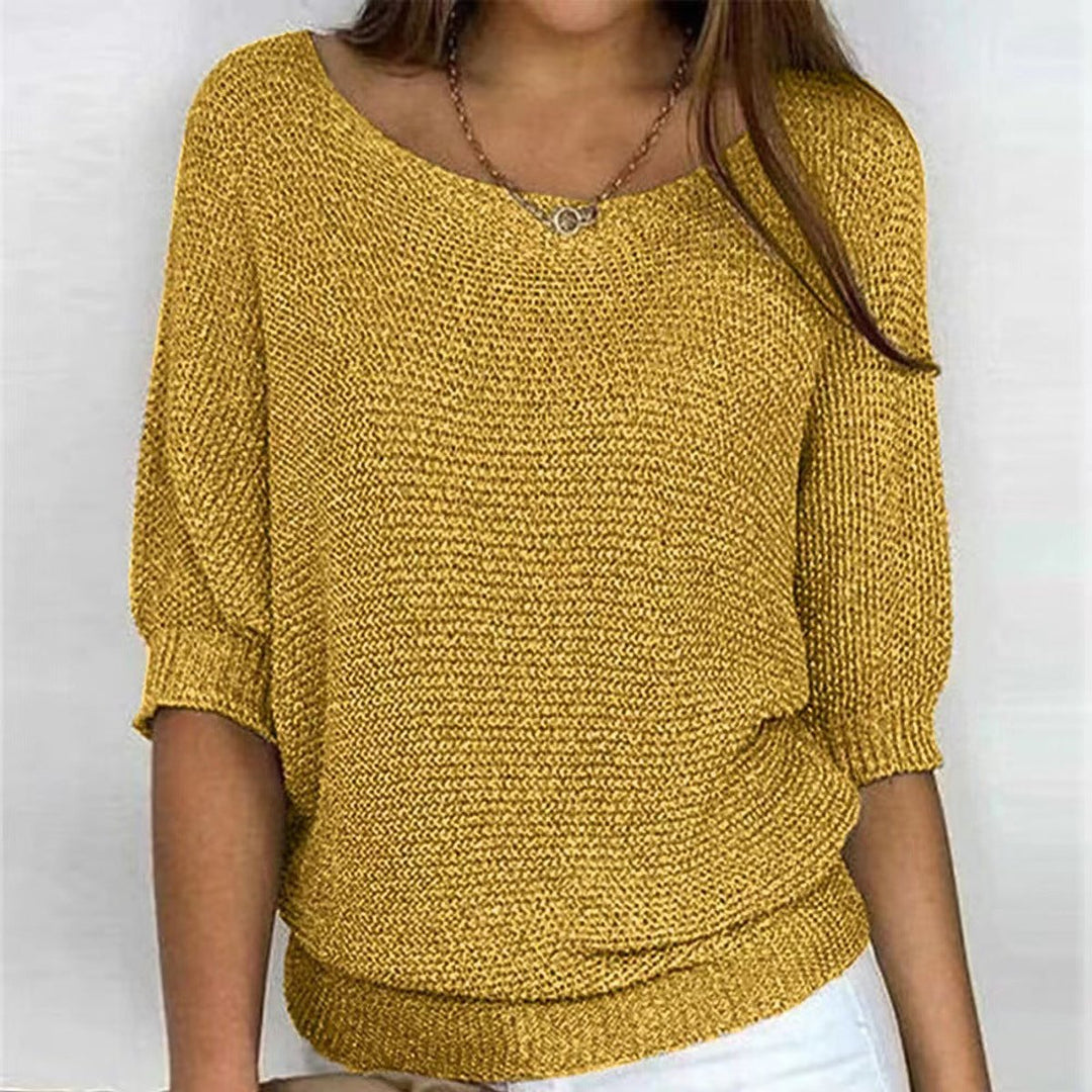 Ella | Dame Strikket Pullover Sweater Med Flagermusærmer Og Rund Hals