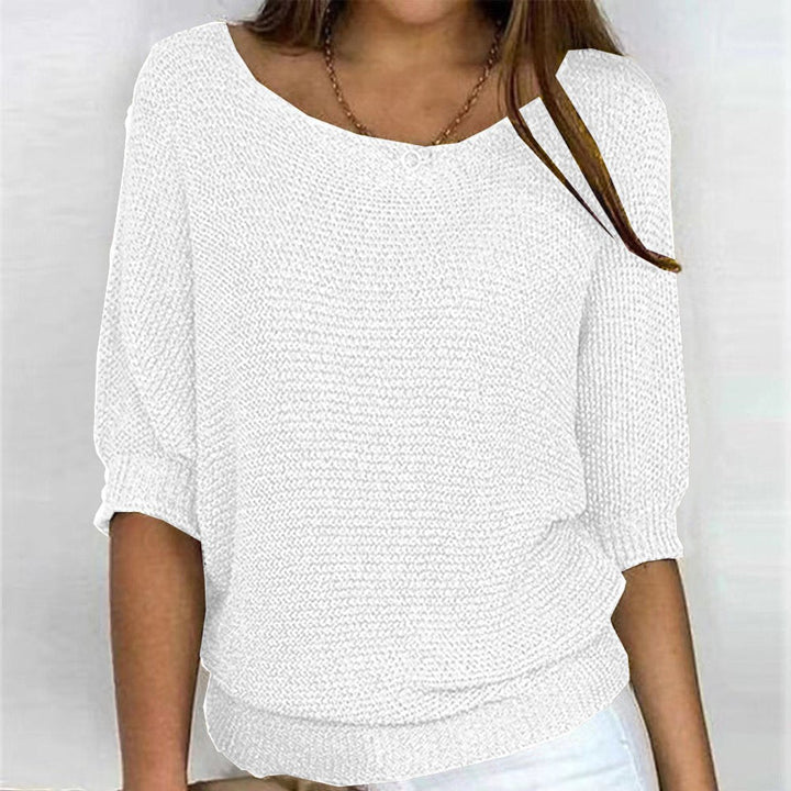Ella | Dame Strikket Pullover Sweater Med Flagermusærmer Og Rund Hals