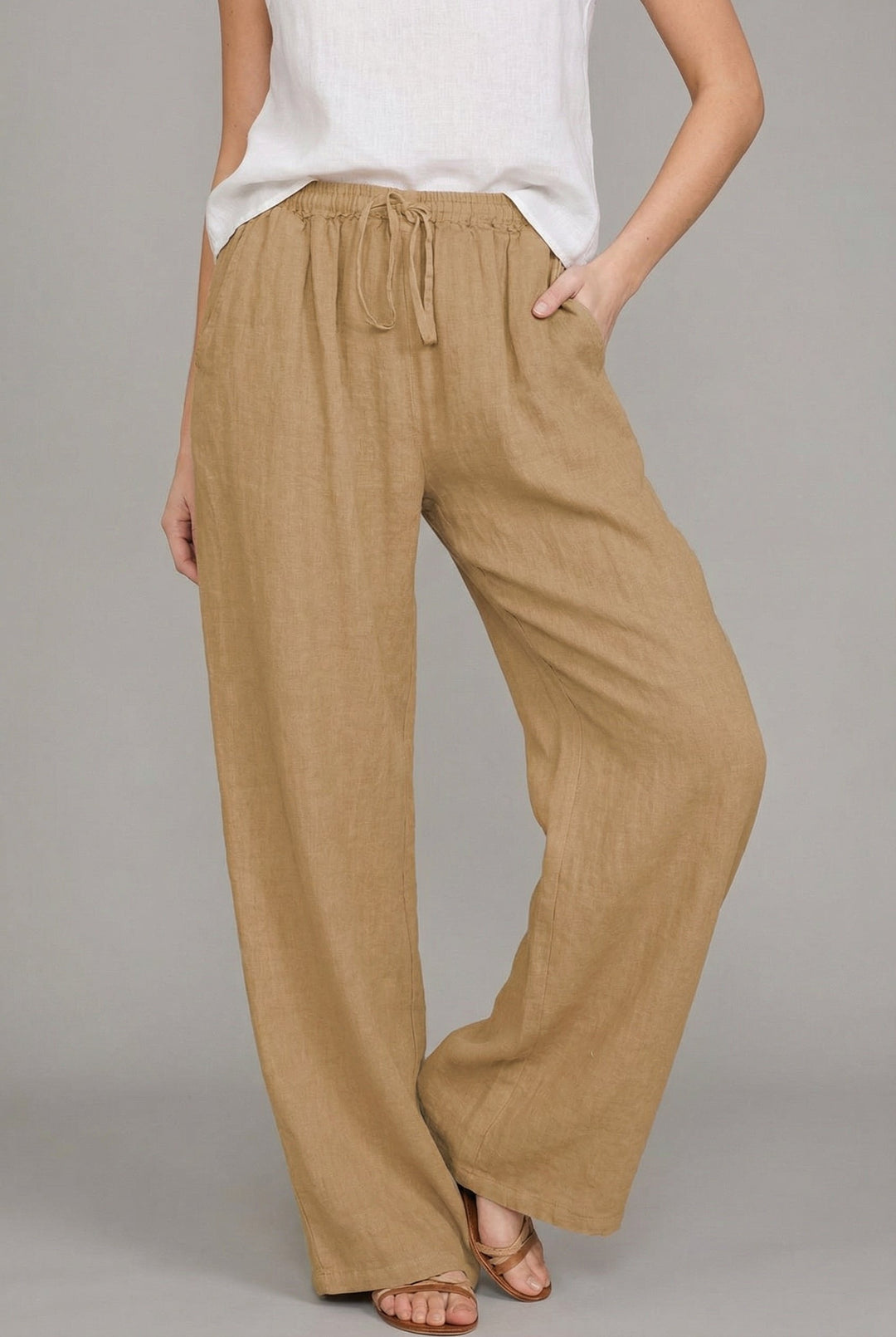 Johanne | Dame Wide-Leg Bukser Med Justerbar Snøretalje Og Relaxed Fit