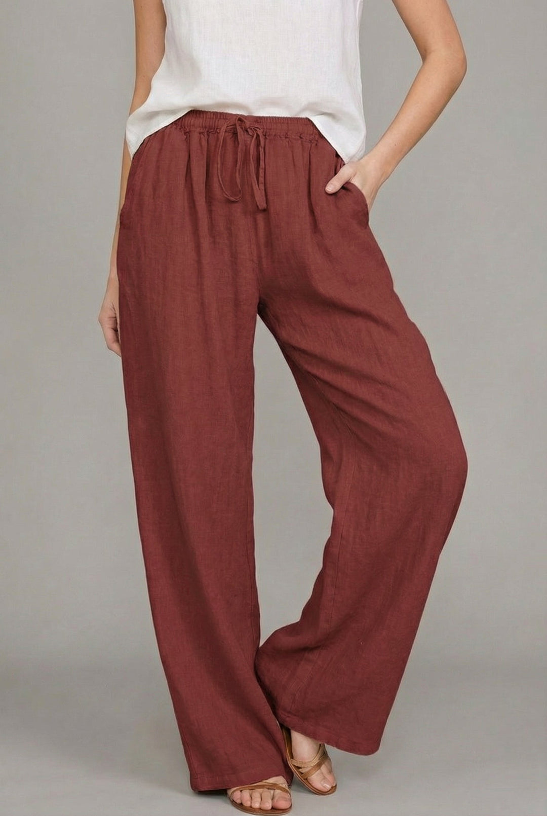 Johanne | Dame Wide-Leg Bukser Med Justerbar Snøretalje Og Relaxed Fit