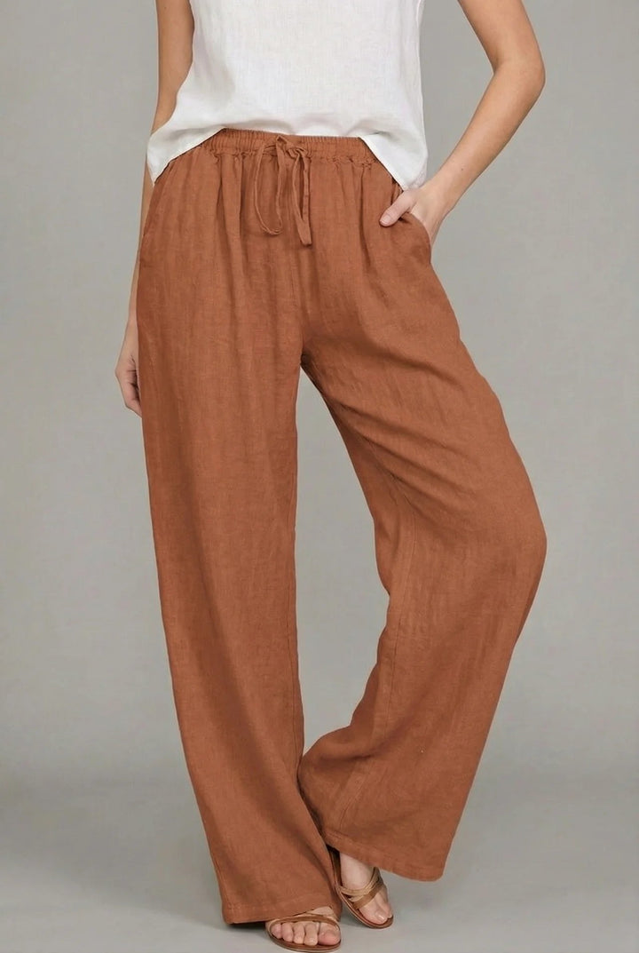 Johanne | Dame Wide-Leg Bukser Med Justerbar Snøretalje Og Relaxed Fit