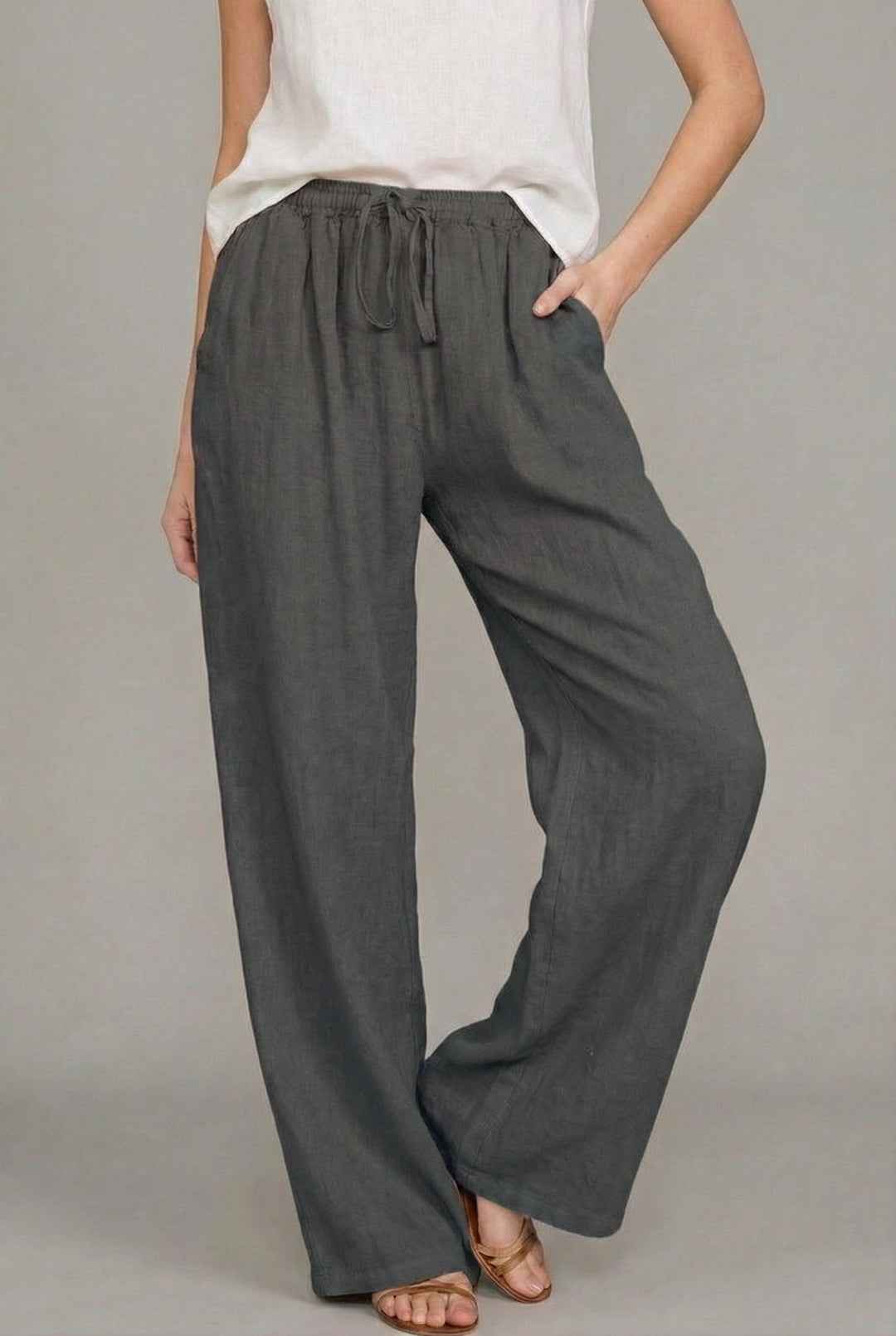 Johanne | Dame Wide-Leg Bukser Med Justerbar Snøretalje Og Relaxed Fit