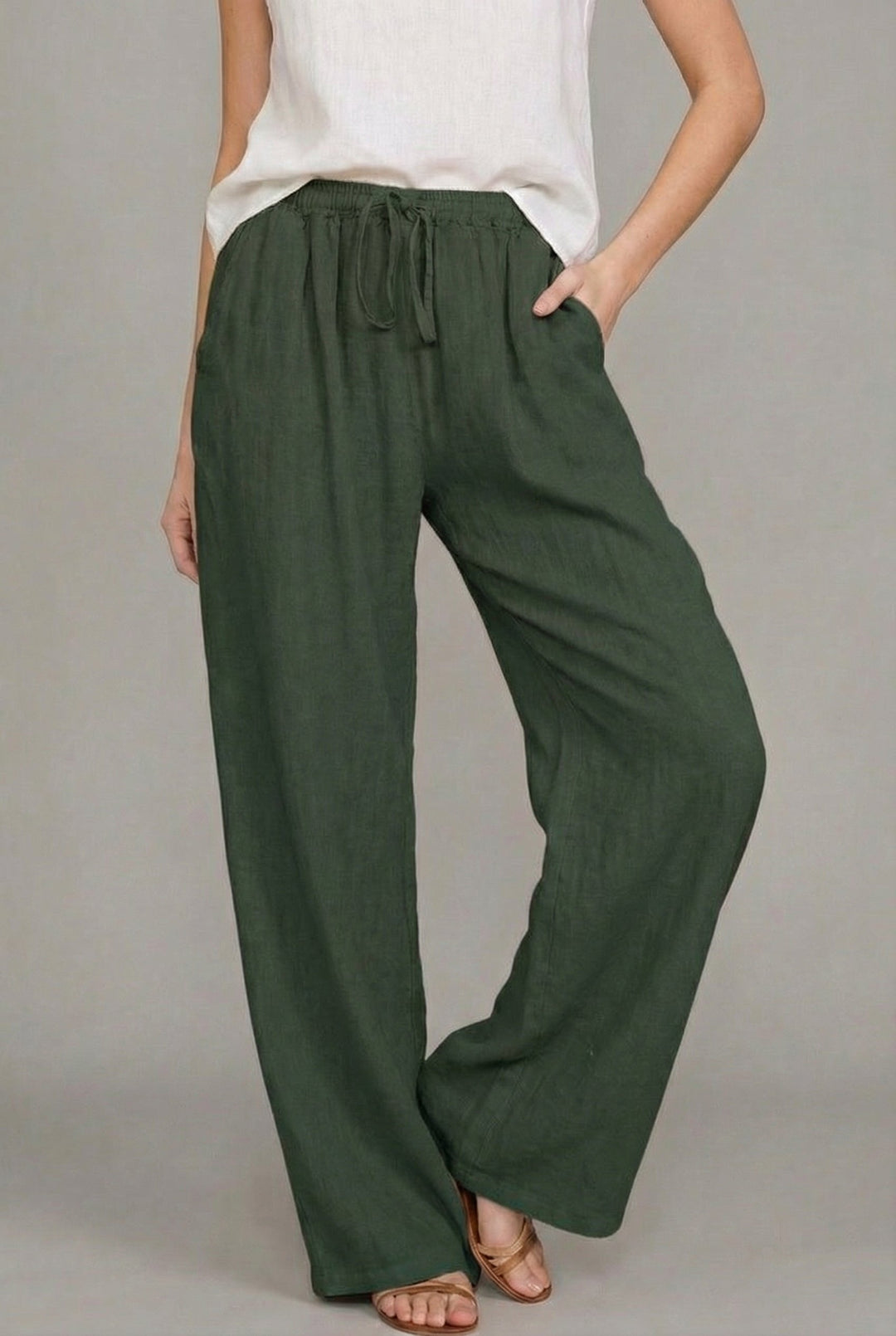 Johanne | Dame Wide-Leg Bukser Med Justerbar Snøretalje Og Relaxed Fit