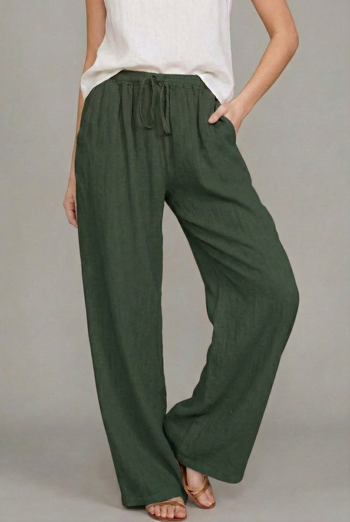 Johanne | Dame Wide-Leg Bukser Med Justerbar Snøretalje Og Relaxed Fit