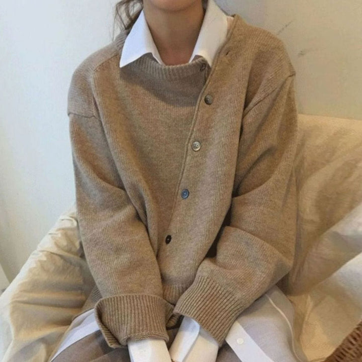 Vibeke | Dame Oversized Cardigan Med Knaplukning Og Ribkanter