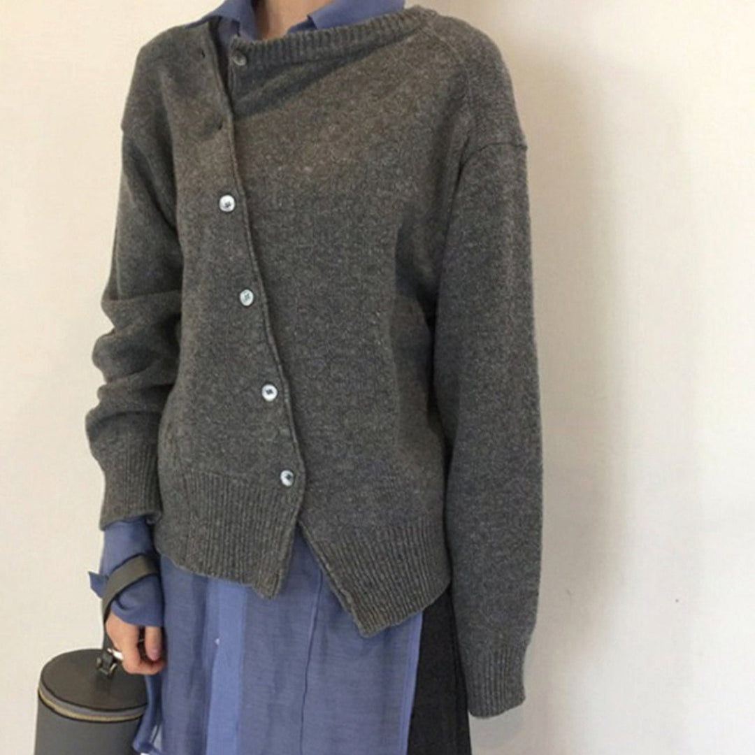 Vibeke | Dame Oversized Cardigan Med Knaplukning Og Ribkanter