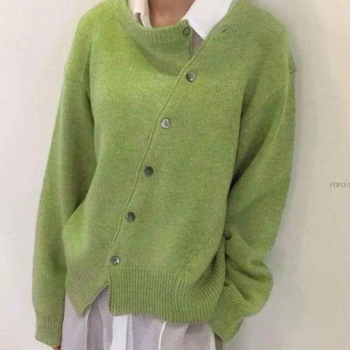 Vibeke | Dame Oversized Cardigan Med Knaplukning Og Ribkanter