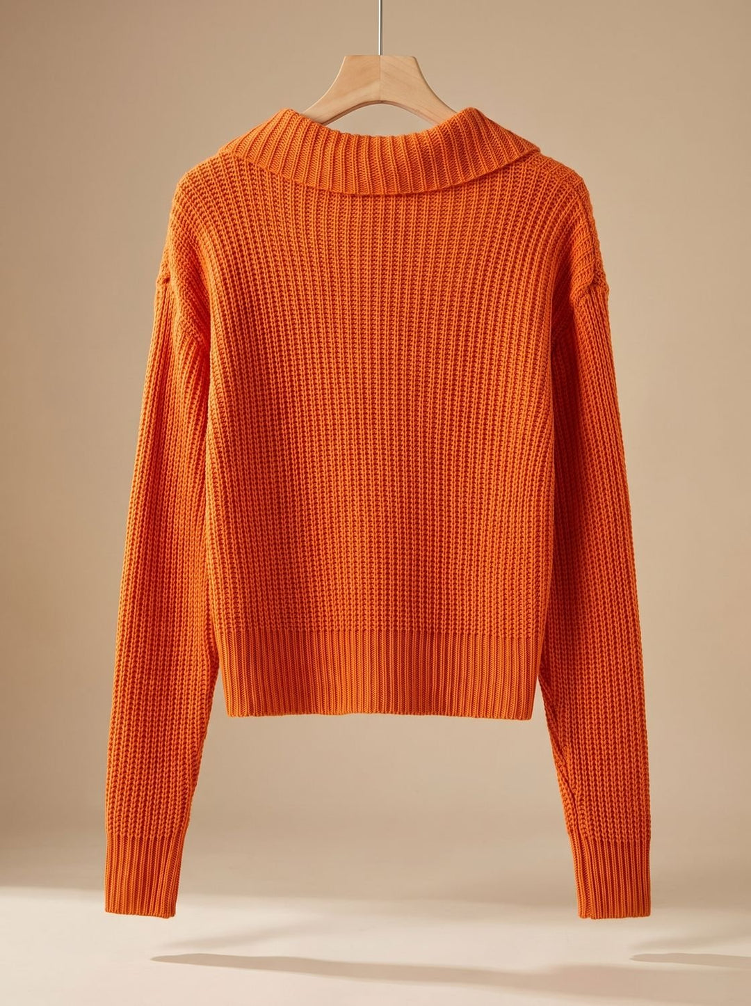 Ida | Dame Løstsiddende Ribstrikket Cardigan Med Foldet Krave
