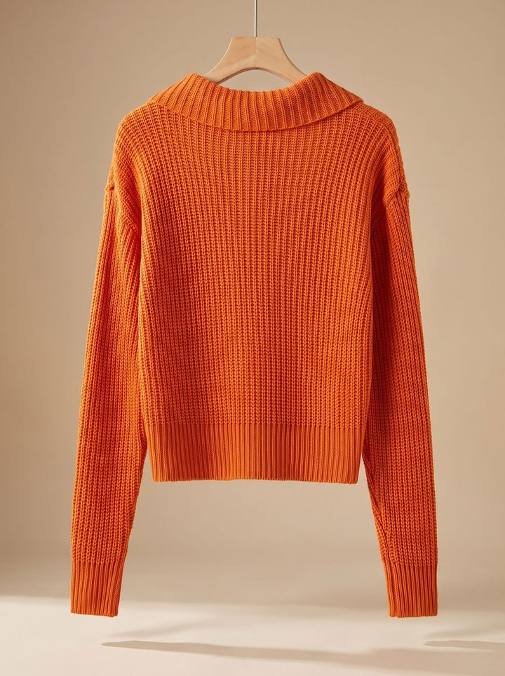Ida | Dame Løstsiddende Ribstrikket Cardigan Med Foldet Krave