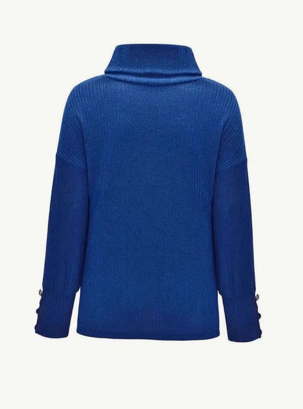 Josefine | Dame Ribstrikket Sweater Med Cowl-Hals Og Knapdetaljer