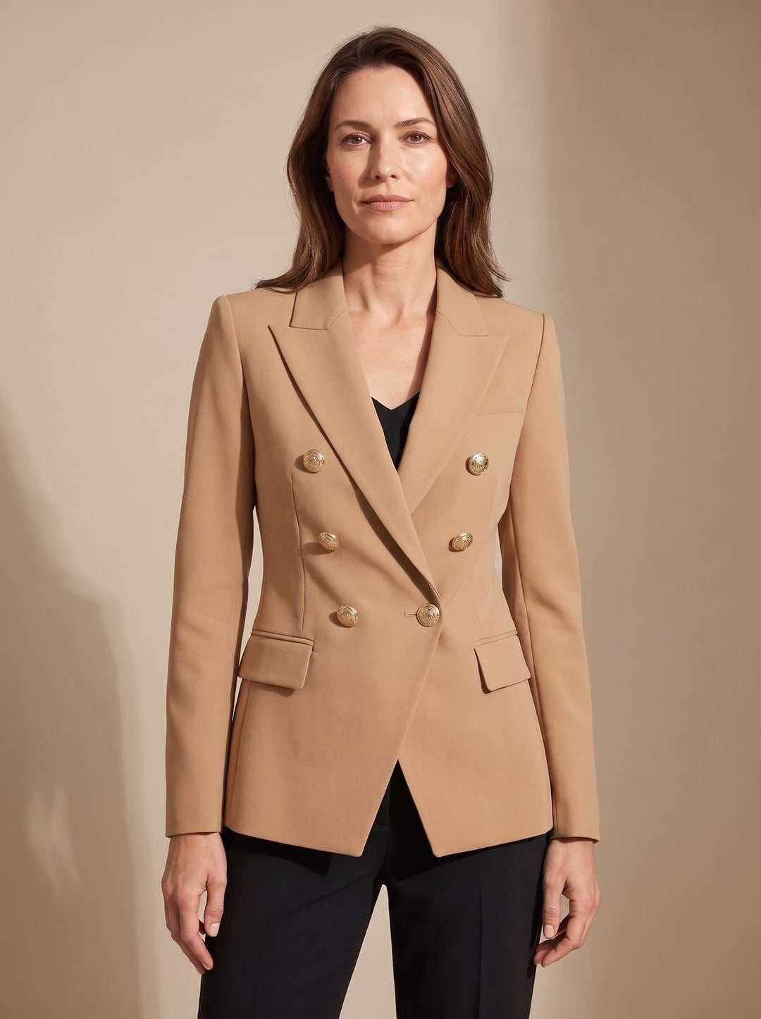 Birgitte | Dame Skræddersyet Dobbeltspændt Blazer Med Guldknapper