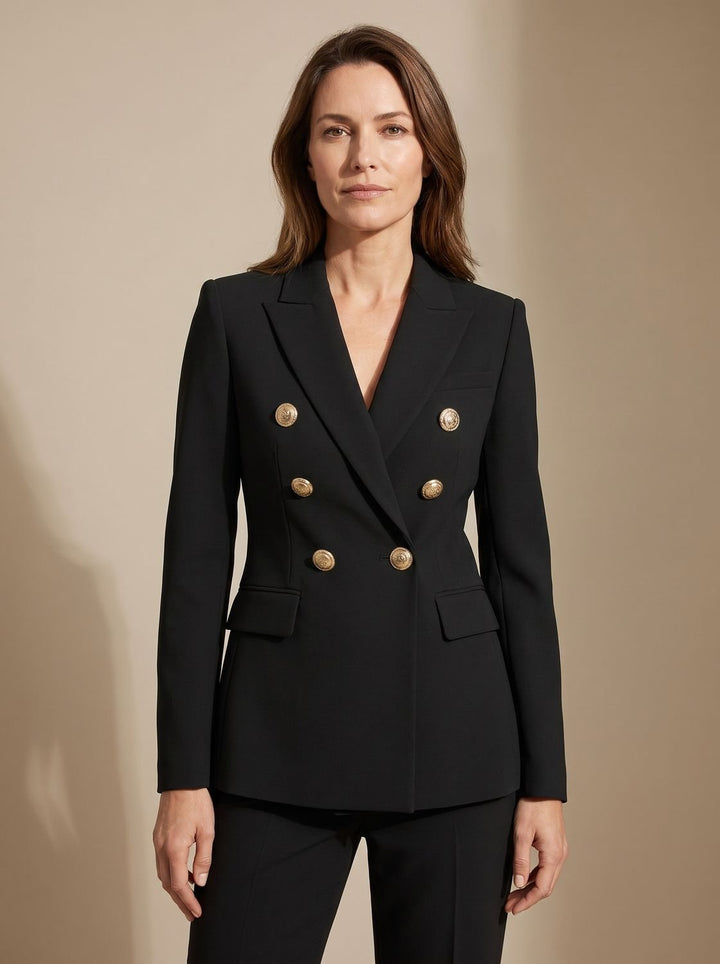 Birgitte | Dame Skræddersyet Dobbeltspændt Blazer Med Guldknapper