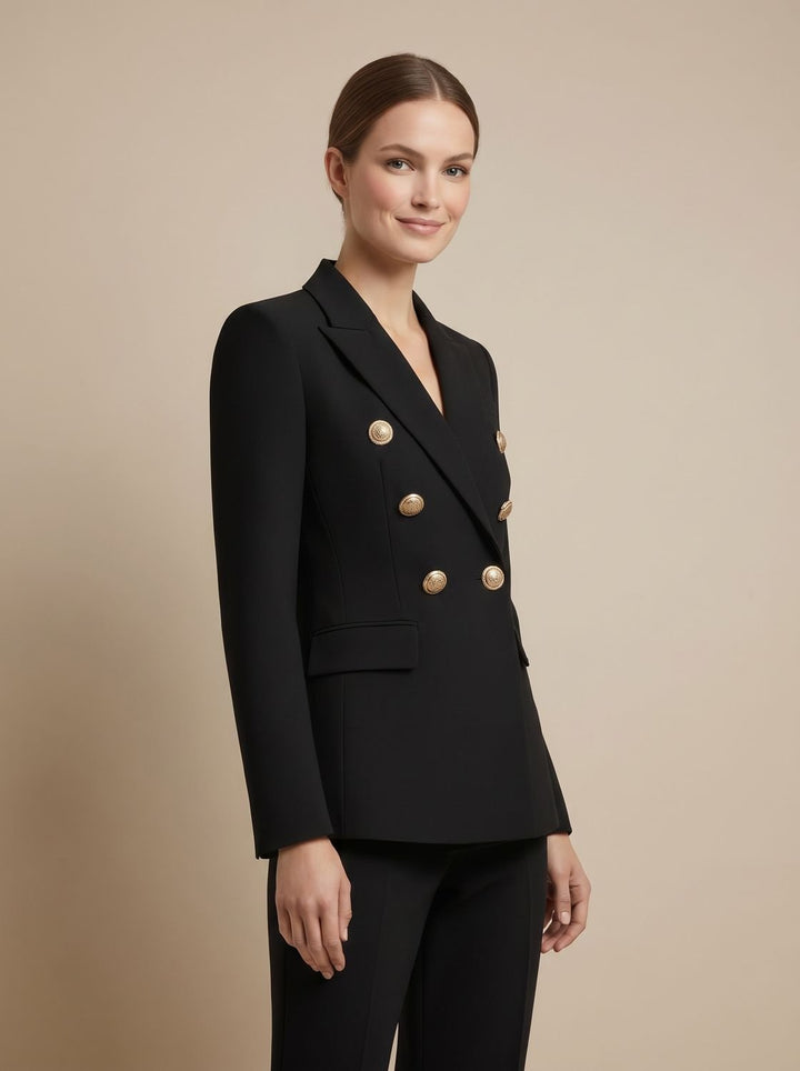 Birgitte | Dame Skræddersyet Dobbeltspændt Blazer Med Guldknapper