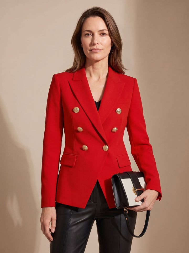 Birgitte | Dame Skræddersyet Dobbeltspændt Blazer Med Guldknapper