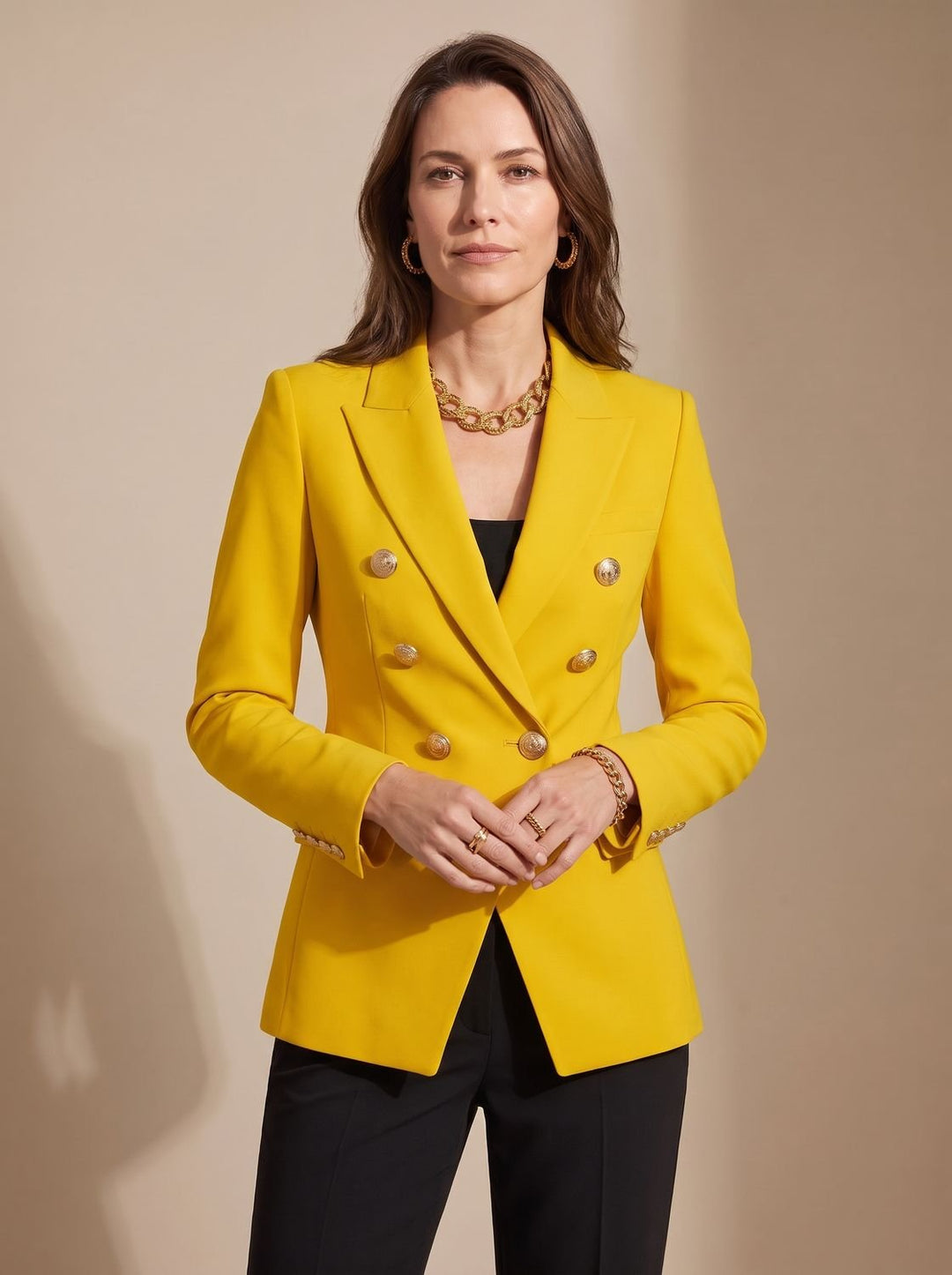 Birgitte | Dame Skræddersyet Dobbeltspændt Blazer Med Guldknapper