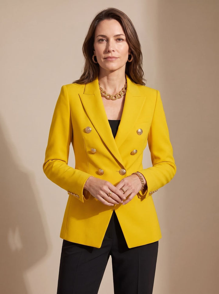 Birgitte | Dame Skræddersyet Dobbeltspændt Blazer Med Guldknapper