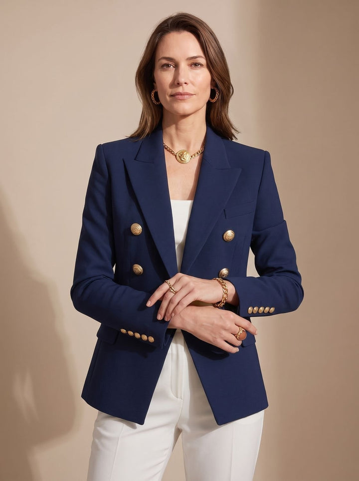 Birgitte | Dame Skræddersyet Dobbeltspændt Blazer Med Guldknapper