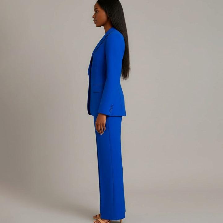 Emilie | Dame Tailored Enkeltknappet Blazersæt Med Vide Ben