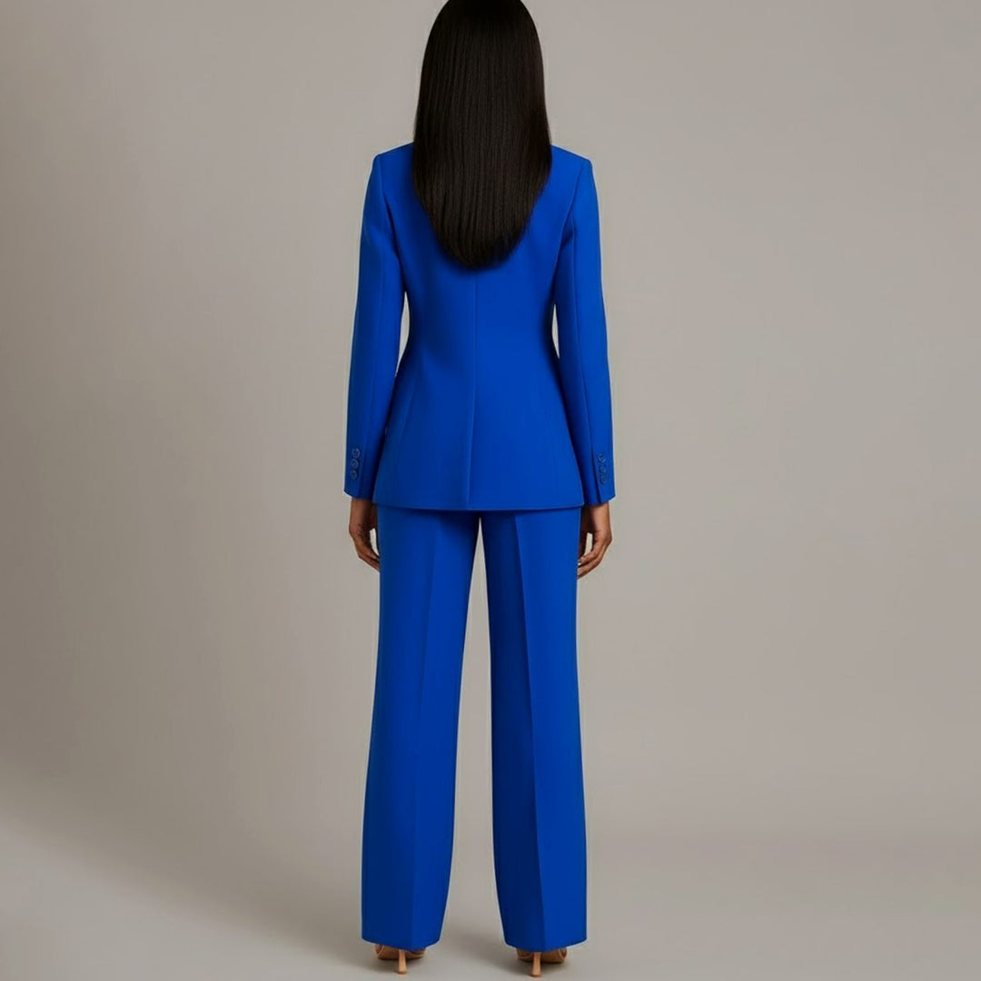 Emilie | Dame Tailored Enkeltknappet Blazersæt Med Vide Ben