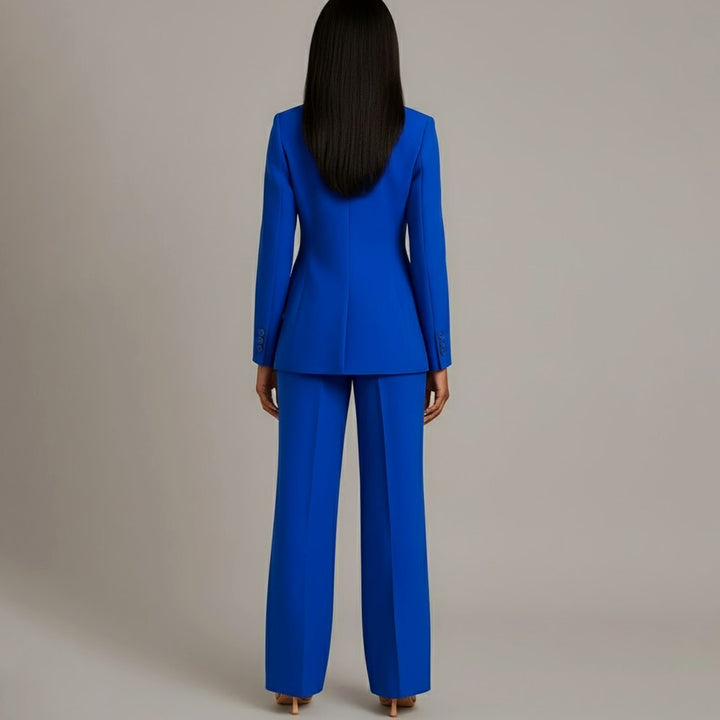 Emilie | Dame Tailored Enkeltknappet Blazersæt Med Vide Ben
