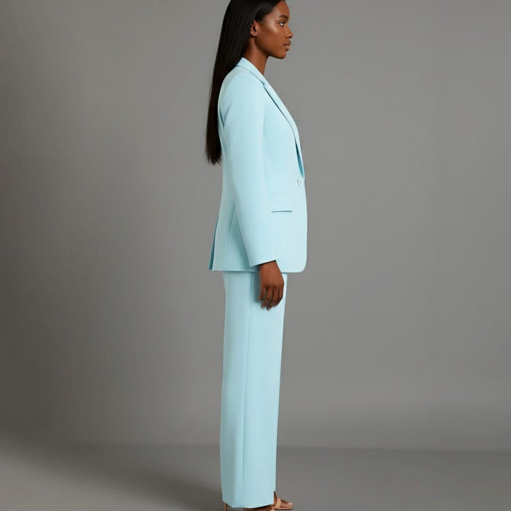 Emilie | Dame Tailored Enkeltknappet Blazersæt Med Vide Ben