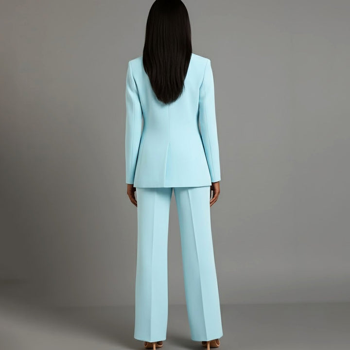 Emilie | Dame Tailored Enkeltknappet Blazersæt Med Vide Ben