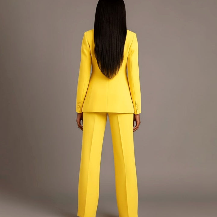 Emilie | Dame Tailored Enkeltknappet Blazersæt Med Vide Ben