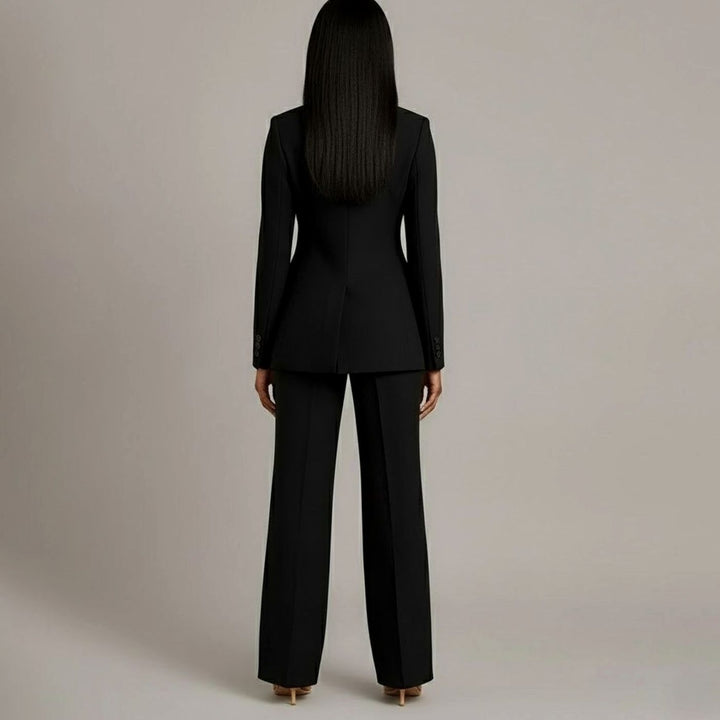 Emilie | Dame Tailored Enkeltknappet Blazersæt Med Vide Ben