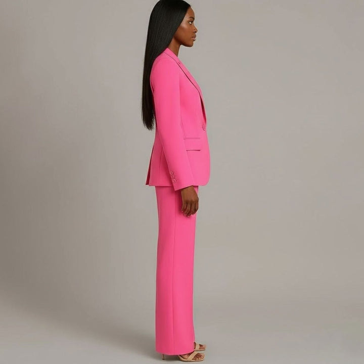 Emilie | Dame Tailored Enkeltknappet Blazersæt Med Vide Ben
