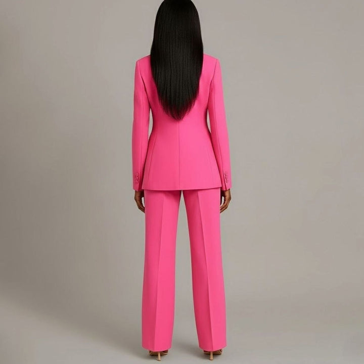 Emilie | Dame Tailored Enkeltknappet Blazersæt Med Vide Ben