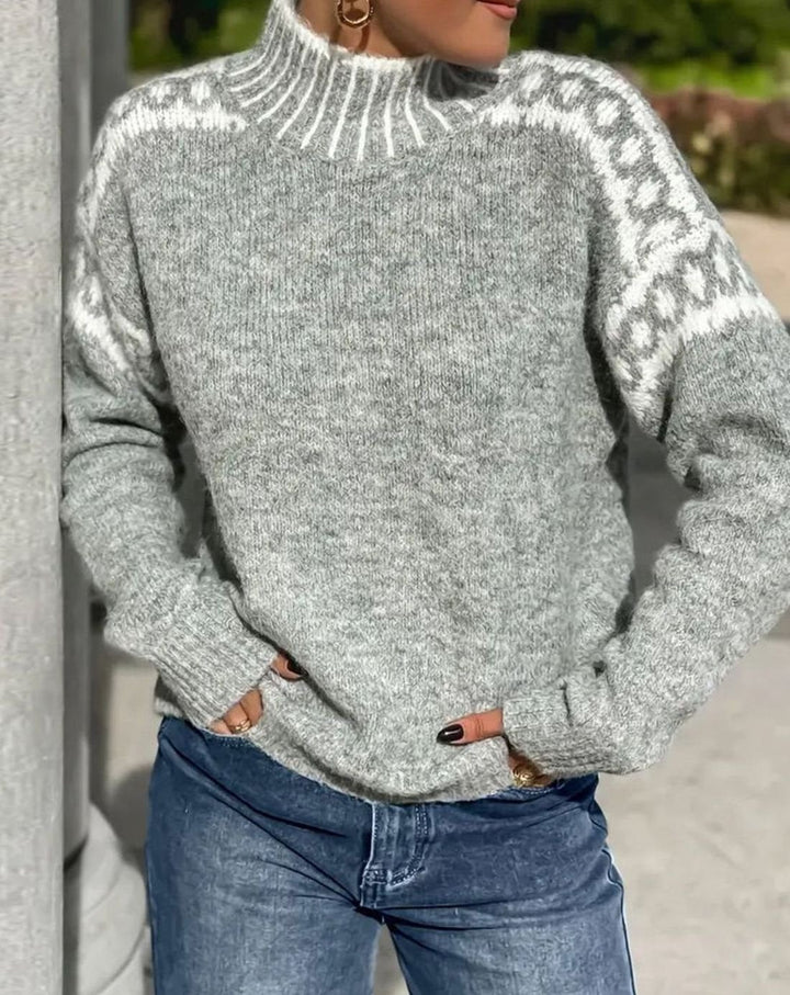 Josefine | Dame Højhalset Sweater Med Fair Isle Og Afslappet Pasform