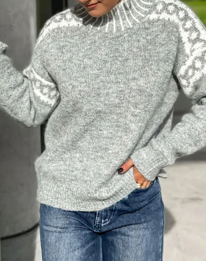 Josefine | Dame Højhalset Sweater Med Fair Isle Og Afslappet Pasform