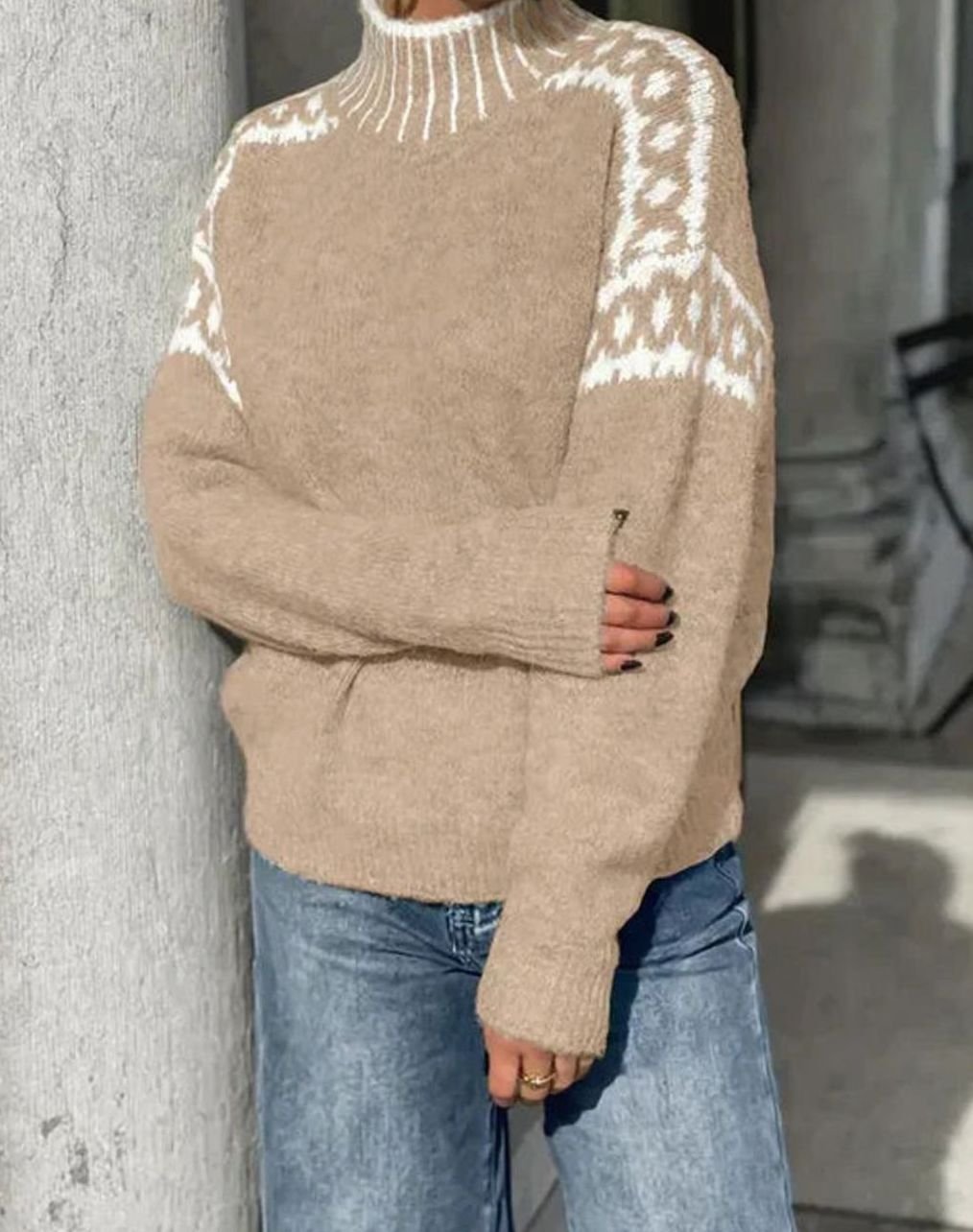 Josefine | Dame Højhalset Sweater Med Fair Isle Og Afslappet Pasform