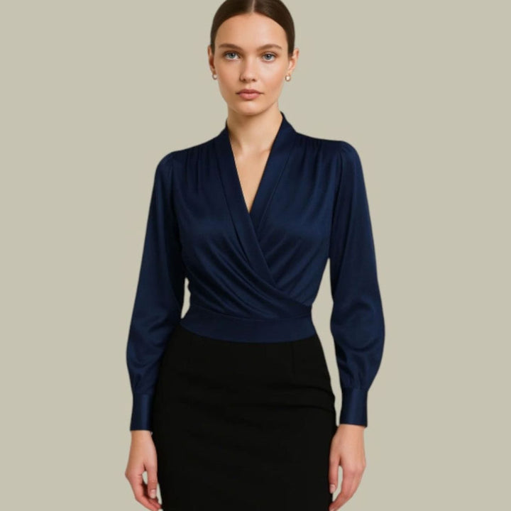 Inge | Dame Wrap-Bluse Med Satinfinish Og Lange Ærmer