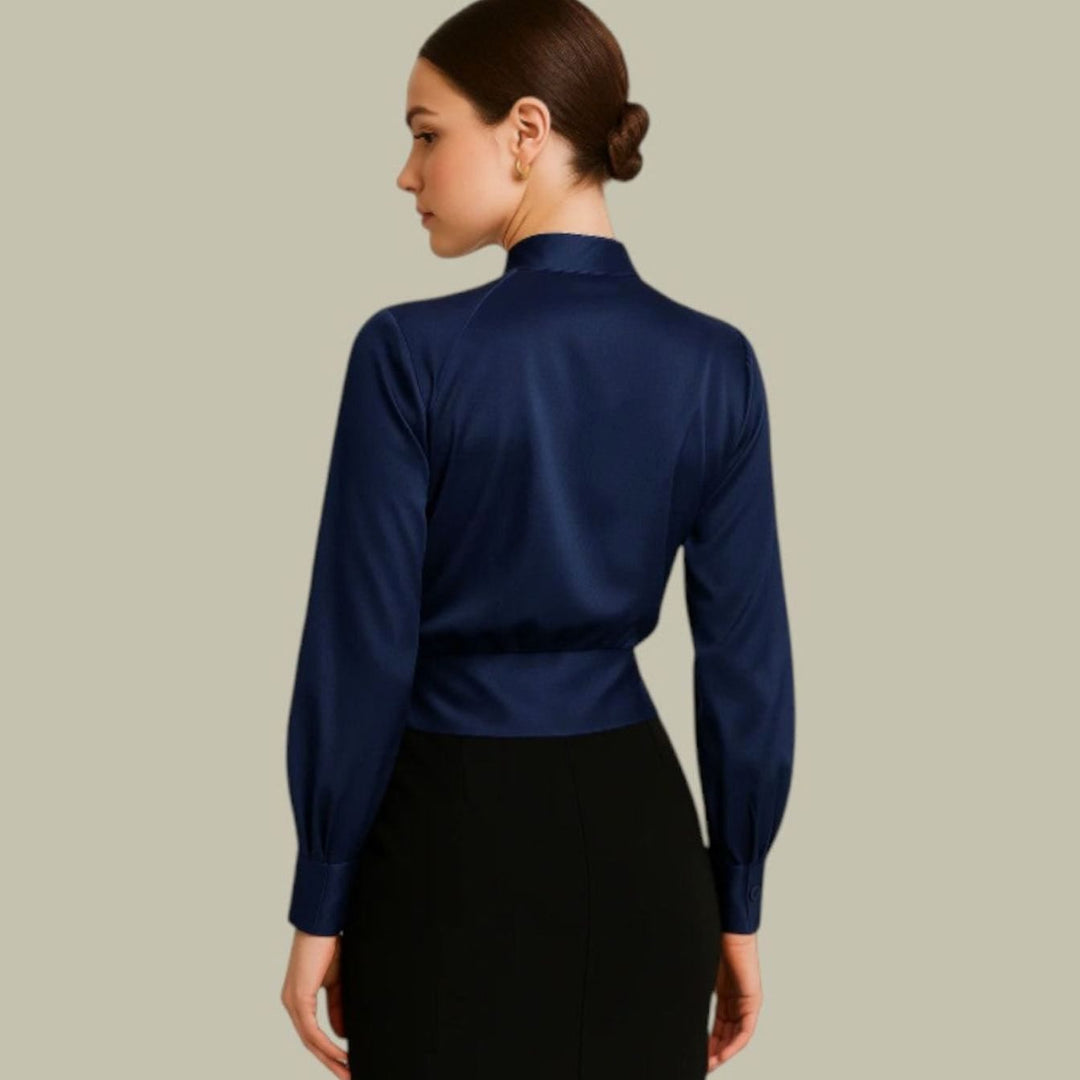Inge | Dame Wrap-Bluse Med Satinfinish Og Lange Ærmer